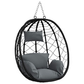 Wiszące krzesło jajo Antracyt 91,5 x 54,5 x 107 cm polirattan