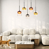 Lampa wisząca Glaxi szklane kolorowe klosze 5xGX53 nad stół do salonu i jadalni