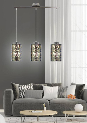 Lampa wisząca chromowa szklany klosz 3D 3x40W Nocturno Candellux 33-57709