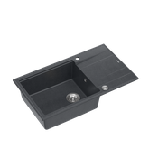 EVAN 136 XL GraniteQ zlewozmywak z syfonem Push To Open 1-komorowy z/o (860x500x210; kom. 420x490) black diamond / elementy stalowe