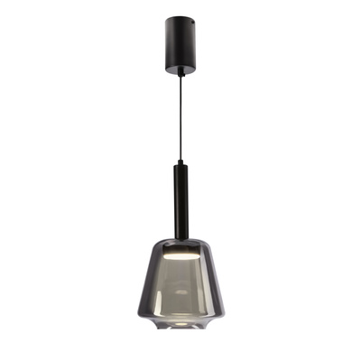 Lampa wisząca Bueno szklana czarna z kloszem dymionym do salonu