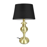 Lampka nocna Prima gold z abażurem czarnym metalowa glamour