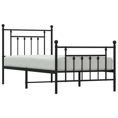 Metalowa rama łóżka z wezgłowiem i zanóżkiem, czarna, 80x200 cm wariant 4