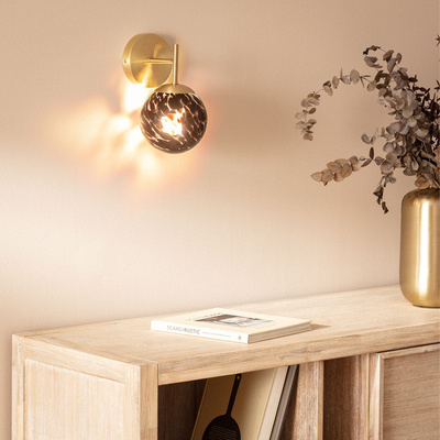 Kinkiet złoty Czarna Szklana Kula E14 Abruzzo Sfero