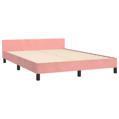 vidaXL Rama łóżka z zagłówkiem, różowa, 140x200 cm, aksamitna model standard