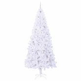 Sztuczna choinka z 300 diodami LED Biały 240 cm PVC i stal