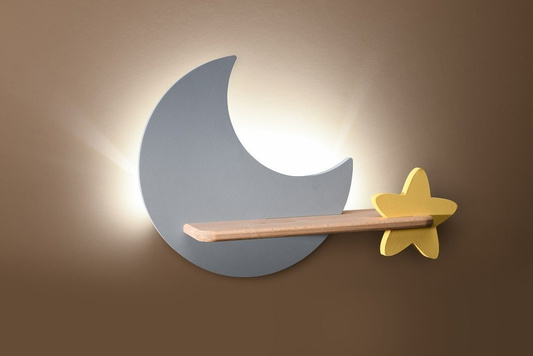 Kinkiet LED 5W dla dziecka szary księżyc gwiazdka Moon Candellux 21-75574