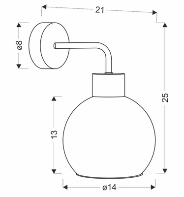 Lampa Kinkiet Czarny 1X40W E27 Klosz Złoty Lady