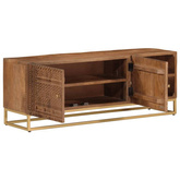 vidaXL Szafka pod TV, 110x30x40 cm, lite drewno mango i żelazo