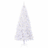 Sztuczna choinka z 300 diodami LED Biały 240 cm PVC i stal