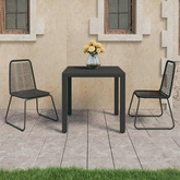3-częściowy zestaw mebli ogrodowych, rattan PVC, czarny
