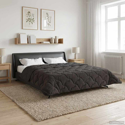 Letni Kołdra Antracyt 220 x 260 cm Mikrofibra i Fleece Teddy