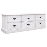 vidaXL Szafka pod TV, antyczna biel, 108x30x40 cm, drewno paulownia
