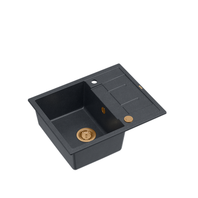 MORGAN 116 GraniteQ zlewozmywak black diamond z syfonem Push To Open kol. miedziany 1-komorowy z/o + zaczepy 4 szt