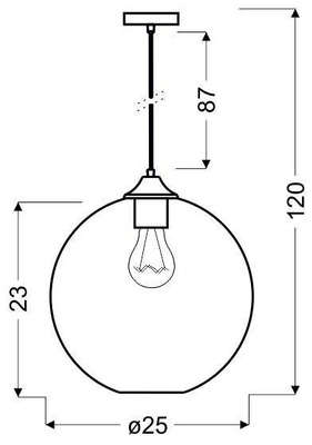 Lampa wisząca szklana kula czerwona + żarówka Edison 31-21410