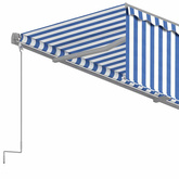 Ręcznie zwijana markiza z zasłoną, 4,5x3 m, niebiesko-biała
