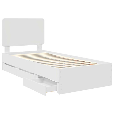 Ramka łóżka z szufladą Biały 100 x 200 cm Drewno inżynieryjne