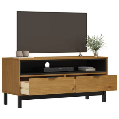 Szafka pod TV FLAM, 110x40x50 cm, lite drewno sosnowe vidaXL