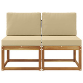 2 Sztuka Środkowa sofa ogrodowa Lite Drewno Akacji Naturalny