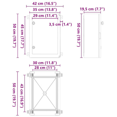 Szafka sterownicza Szary 42 x 19,5 x 50 cm Plastik ABS
