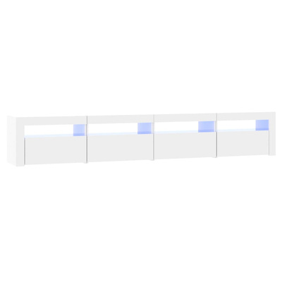 vidaXL Szafka pod TV z oświetleniem LED, biała z połyskiem,240x35x40cm