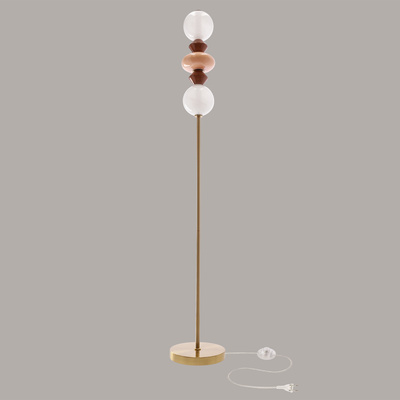 FLORES lampa podłogowa mosiężny+brązowy+pomarańczowy 15W LED 3000K klosz biały
