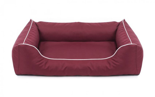 Legowisko dla psa Sofa Valencia Standard w kolorze bordowym z białym wykończeniem Rozmiar: L - 100 x 75 cm