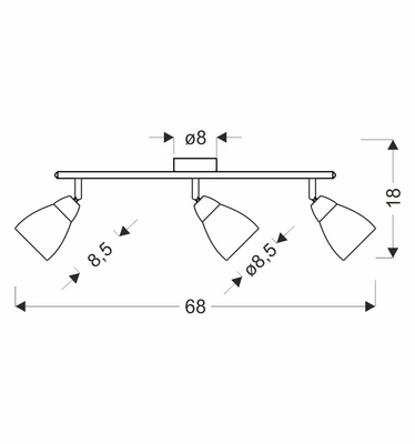Lampa sufitowa Estello listwa ze szklanymi kloszami 3-punktowa szklana