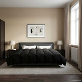 Kołdra na cały rok Kwiłtowany Czarny 200 x 220 cm Mikrofibra