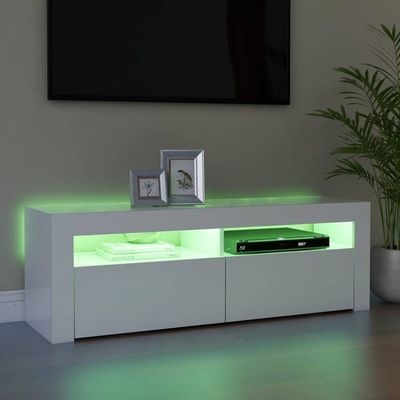vidaXL Szafka pod TV z oświetleniem LED, biała, 120x35x40 cm
