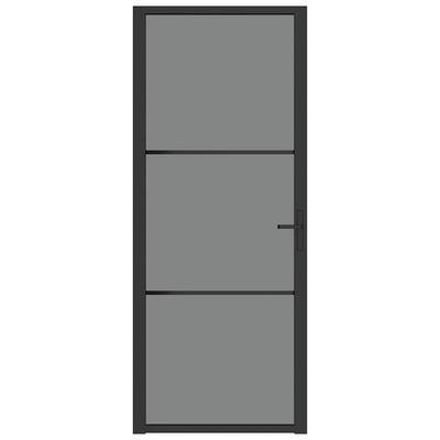 vidaXL Drzwi wewnętrzne, 83x201,5 cm, czarne, szkło ESG i aluminium