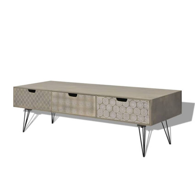 vidaXL Szafka pod TV z 3 szufladami, 120x40x36 cm, szara