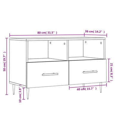 vidaXL Szafka pod TV, biała, wysoki połysk, 80x36x50 cm