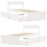 Rama łóżka bez materaca, biała, 90x190 cm, lite drewno sosnowe