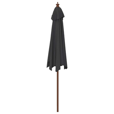 Parasol ogrodowy na drewnianym słupku, czarny, 299x240 cm
