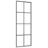 vidaXL Drzwi przesuwne, czarne, 76x205 cm, szkło ESG i aluminium