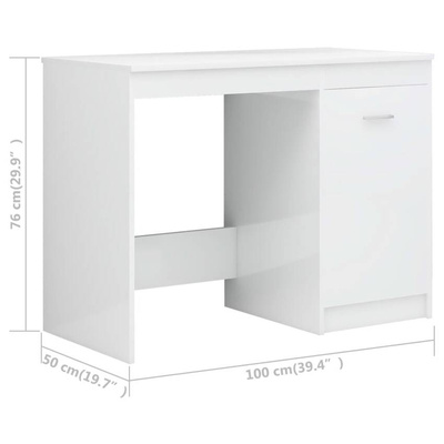 vidaXL Biurko, białe z połyskiem 140x50x76 cm, materiał drewnopochodny