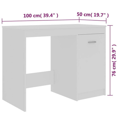 vidaXL Biurko, białe, 100x50x76 cm, materiał drewnopochodny