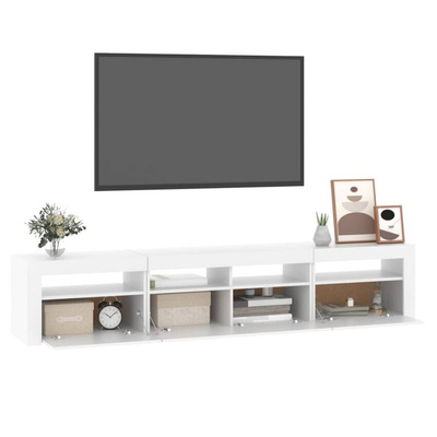 vidaXL Szafka pod TV z oświetleniem LED, biała, 210x35x40 cm