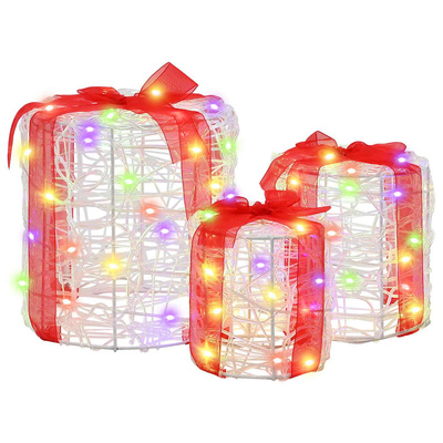 Dekoracja Pudełka Prezentowego 3 pcs kolorowy 20 x 20 x 21 cm