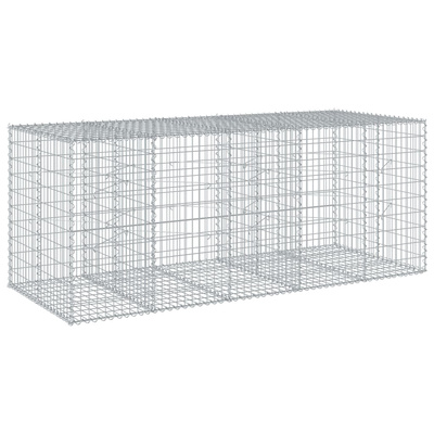 Kosz gabionowy z pokrywą, 250x100x100 cm, galwanizowane żelazo