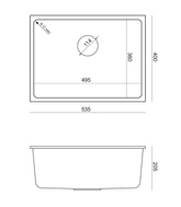 Quadron | ALEC 50 | kuchenny zlewozmywak BIAŁY | wymiary: 53,5 x 40 x 20,5 cm | 1-komorowy podwieszany | podbudowa szafki: od 60 cm