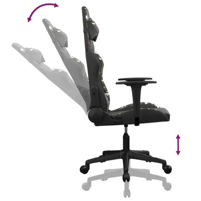 vidaXL Masujący fotel gamingowy, czarny i moro, sztuczna skóra model standard