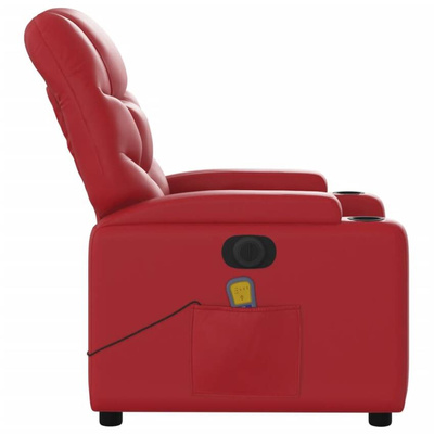 vidaXL Rozkładany fotel masujący, elektryczny, czerwony, ekoskóra model standard