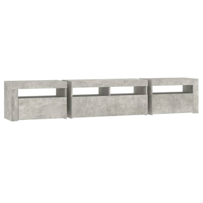vidaXL Szafka pod TV z oświetleniem LED, szarość betonu, 210x35x40 cm