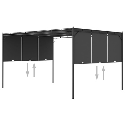 vidaXL Altana ogrodowa z zasłoną boczną, 4 x 3 x 2,25 m, antracytowa
