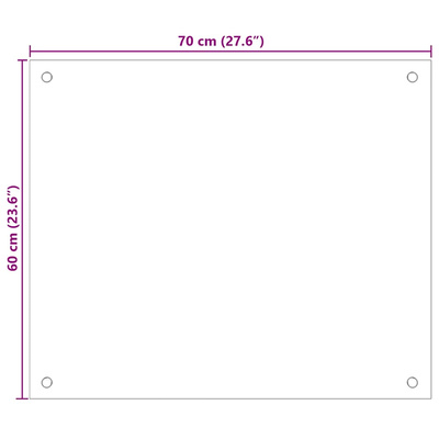 Panel ochronny do kuchni, biały, 70x60 cm, szkło hartowane