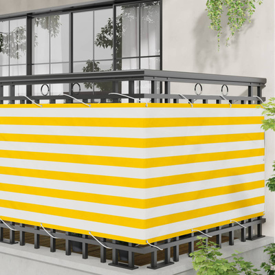Ekran balkonowy Żółty i Biały 100 x 300 cm Materiał Oxford