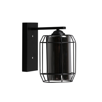 Jonera lampa kinkiet czarny p20 1x40w e27 klosz dymiony 21-10186
