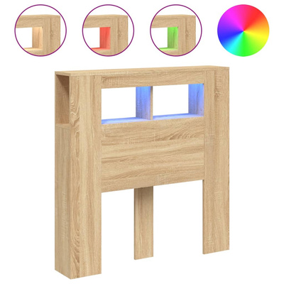 Wezgłowie łóżka z LED, dąb sonoma, 100x18,5x103,5 cm